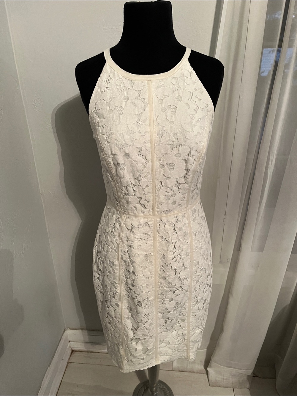 Cynthia Steffe White Floral Lace Halter Mini Dress